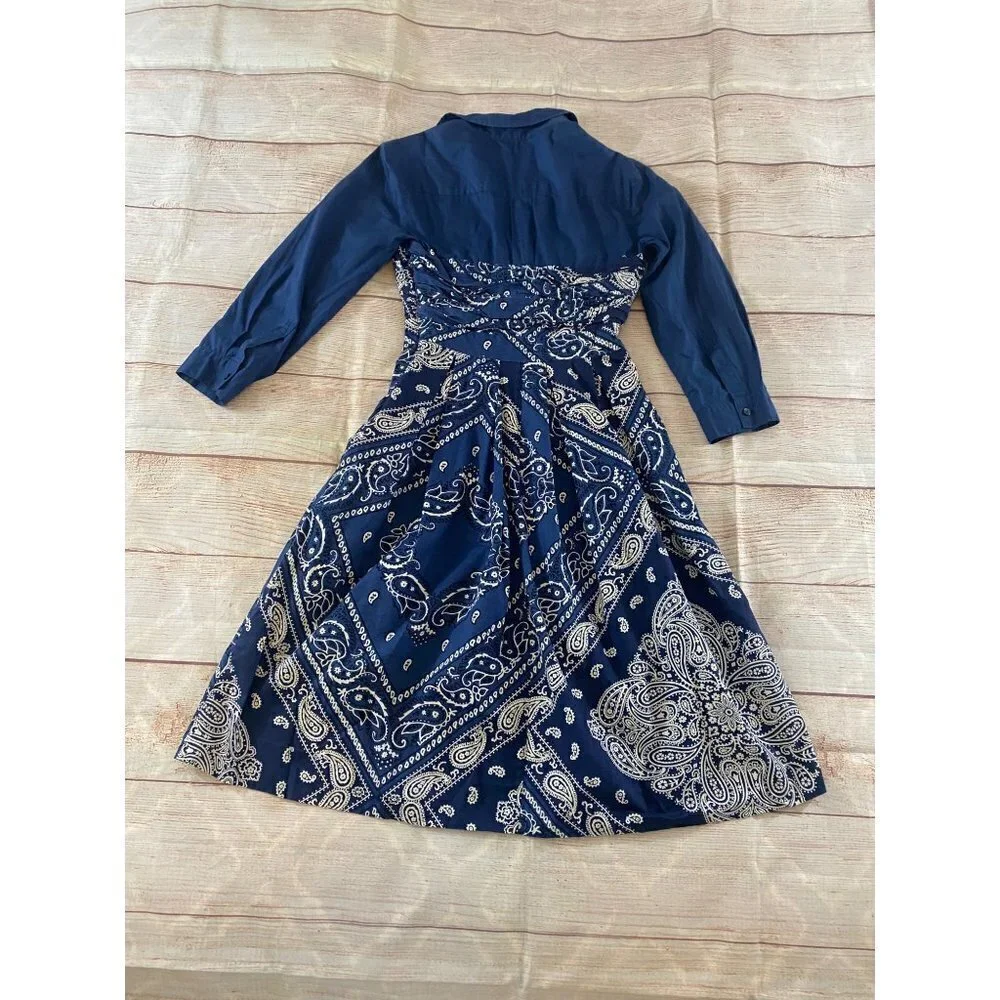 Anthropologie Holding Horses Women's Blue Flared Bandana Dress - 0 - Picture 14 of 15